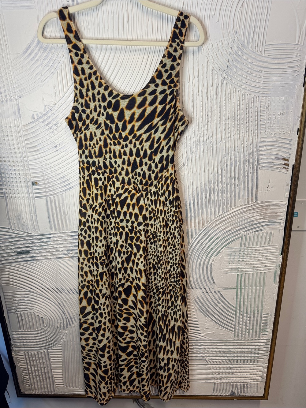 Topshop Leopard Print Maxi Dress - Black and Tan N0786